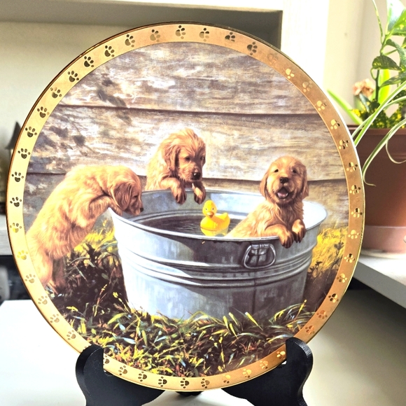 The Hamilton Collection- The Waters Fine - A World of Puppy Adventures Plate - Picture 5 of 5